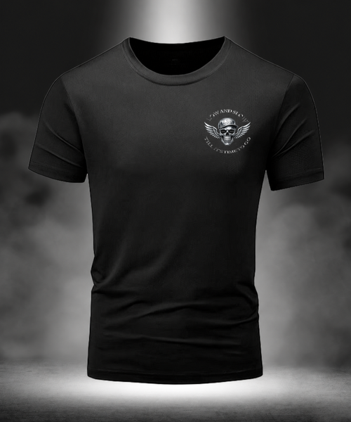 Low & Slow Nation True Chrome Skull black T-shirt, front view